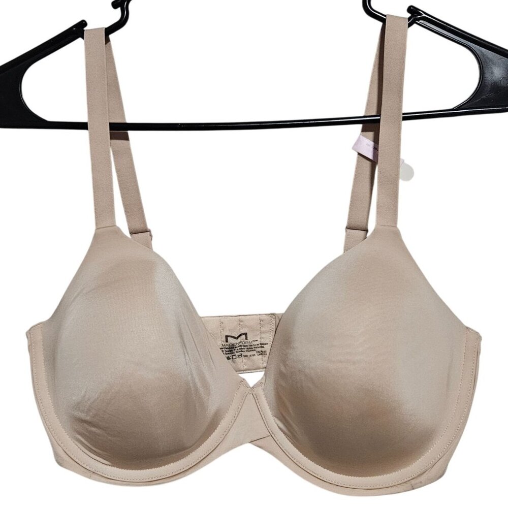 Maidenform Beige Underwire T-Shirt Bra Size 36D Lightly Lined Adjustable Straps